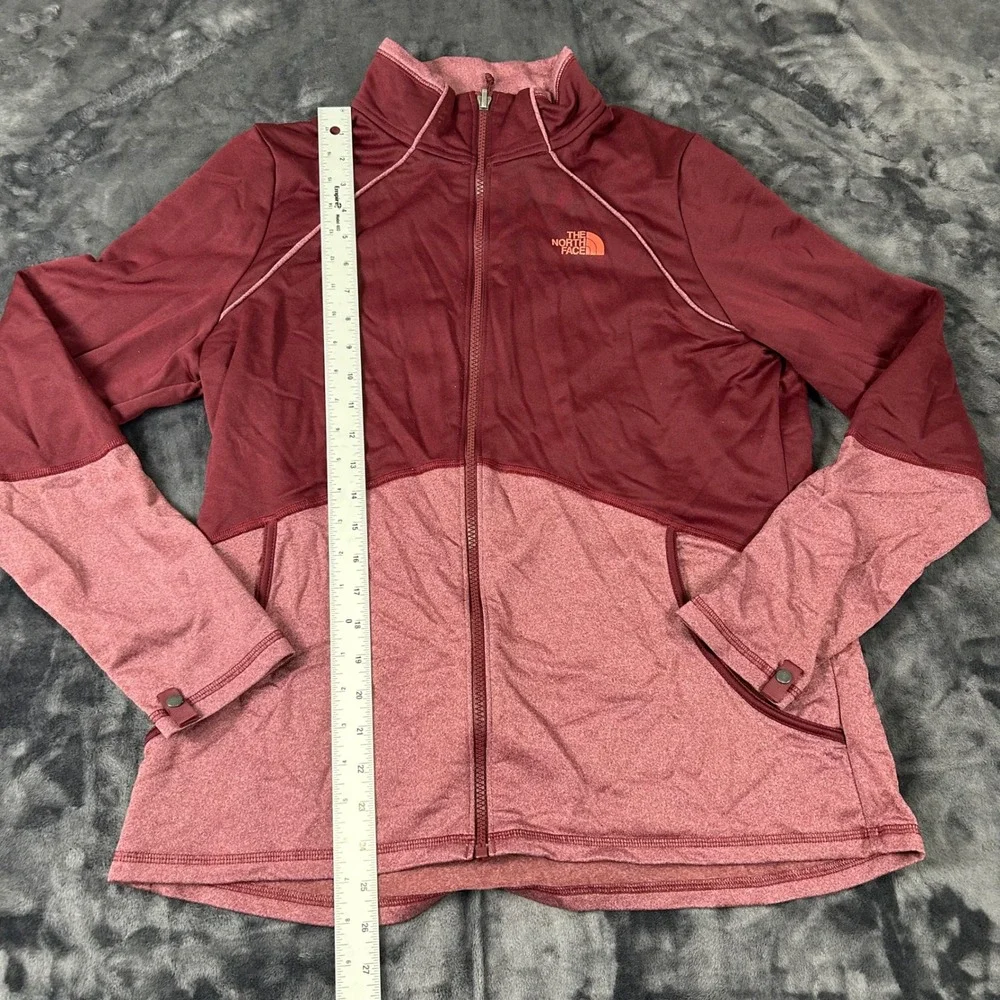 The North Face Full Zip Jacket Mens XL Burgundy Colorblock Fleece Lined 3449